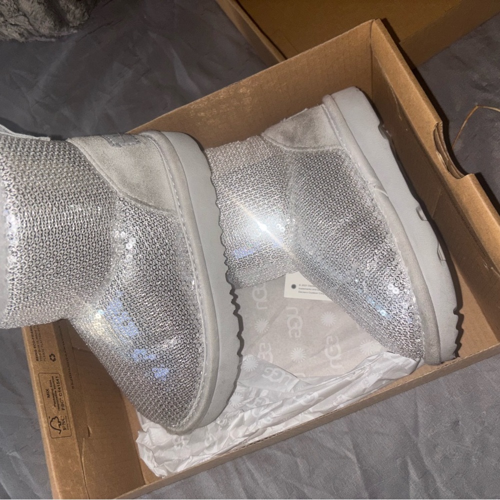 UGG Kids Silver Sequin Boots